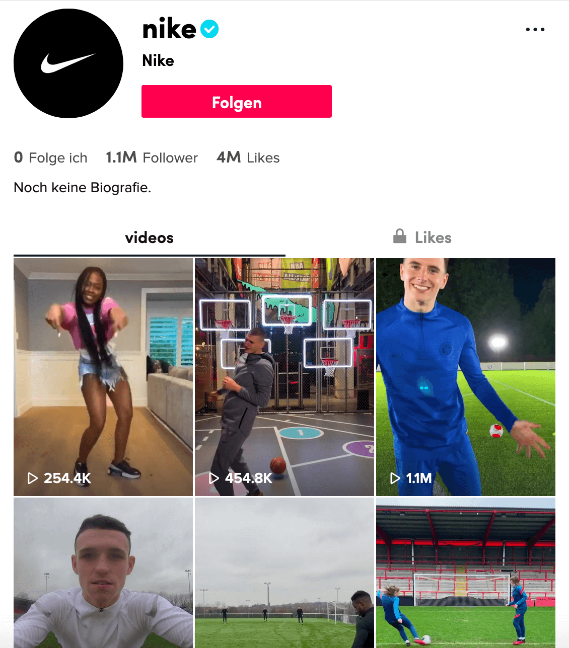 TikTok-Account Nike