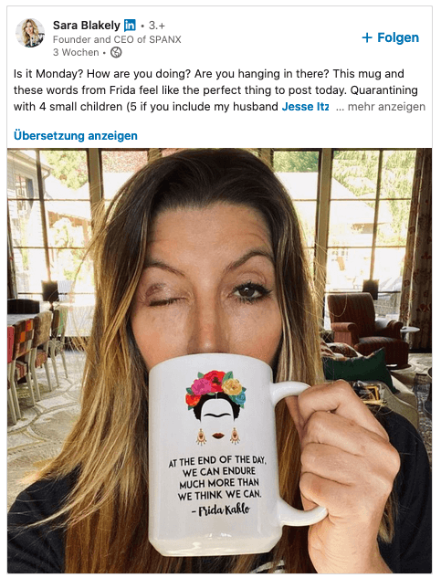 Sara Blakely MondayMotivation LinkedIn